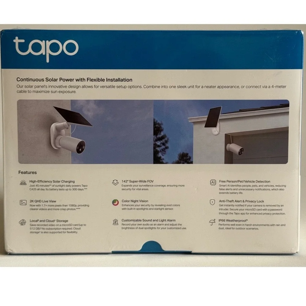 TP-Link Tapo C425 Solar Powered Security Camera Kit 2K QHD Outdoor Wireless IP66